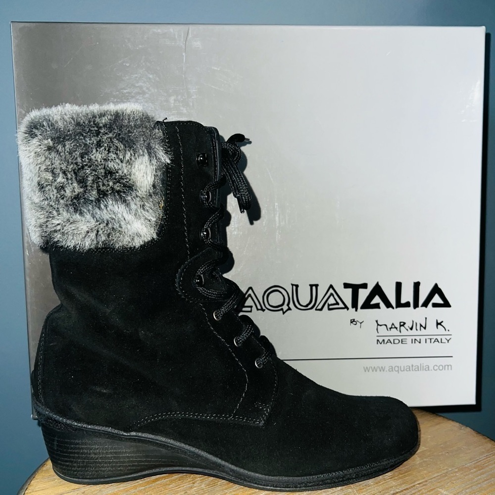 Aquatalia Marvel Suede Wedge Boots